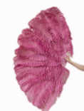 Load image into Gallery viewer, fuchsia Professional Triple Layers Ostrich Feather Fan 34"x 65"
