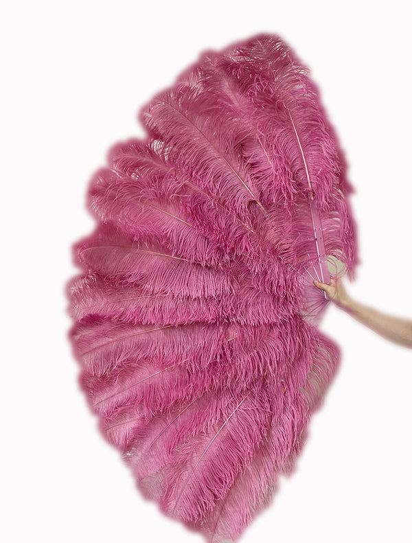 fuchsia Professional 3 Layers Ostrich Feather Fan 34