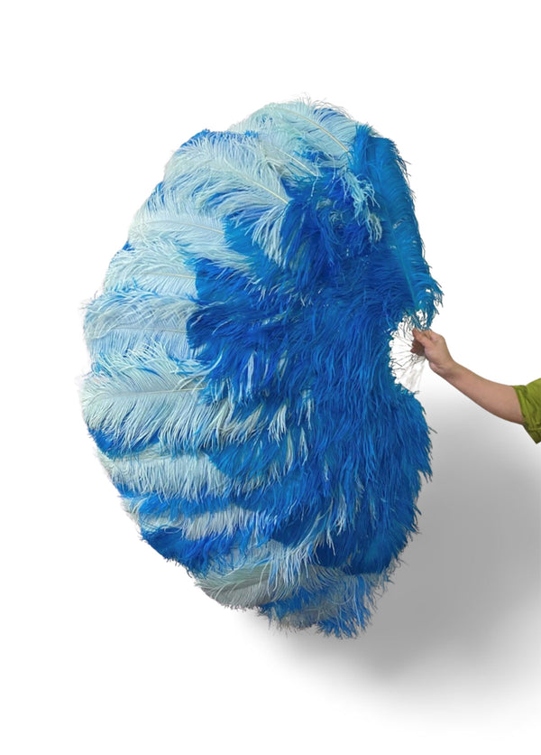 Custom Mix color Professional 3 Layers Ostrich Feather Fan 34