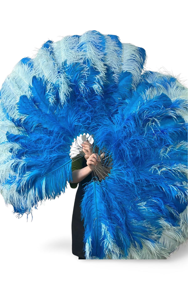 Custom Mix color Professional 3 Layers Ostrich Feather Fan 34