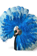 Load image into Gallery viewer, Custom mix color Triple layers Ostrich Feather Fan 34"x 65"
