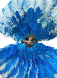 Load image into Gallery viewer, Custom mix color Triple layers Ostrich Feather Fan 34"x 65"
