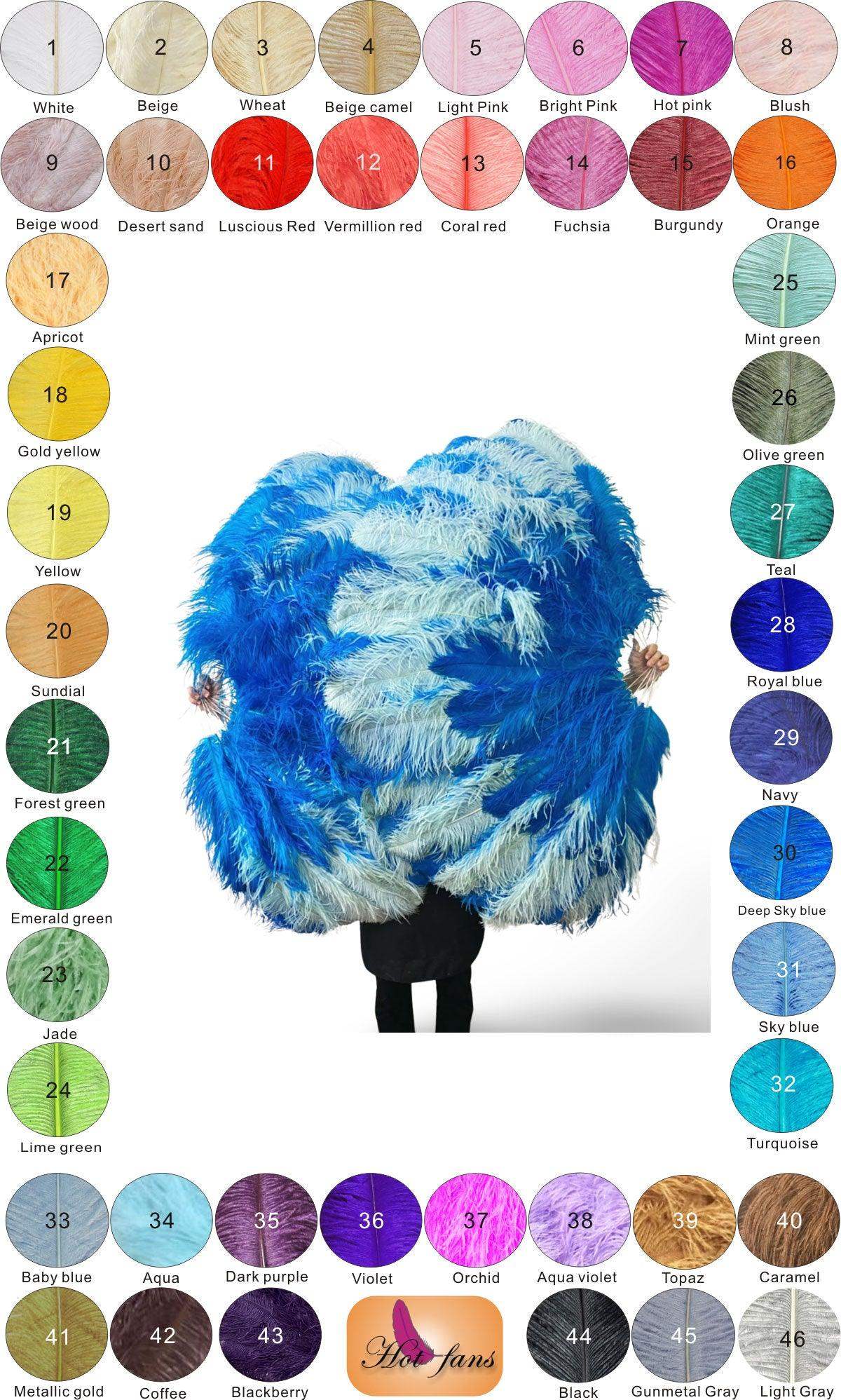 Custom mix color Triple layers Ostrich Feather Fan 34
