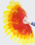 Load image into Gallery viewer, Mix 3 color of A pair 3 Layers Ostrich Feather Fan 68" Full open 180 degree.
