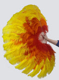 Load image into Gallery viewer, Mix 3 color of A pair 3 Layers Ostrich Feather Fan 68" Full open 180 degree.
