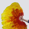 Mezcle 3 colores de un par de 3 capas de abanico de plumas de avestruz de 68 "Abierto por completo 180 grados.