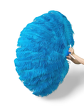 Load image into Gallery viewer, Custom color Professional Triple Layers Ostrich Feather Fan 34"x 65"
