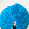 Turquoise  Professional 3 Layers Ostrich Feather Fan 34"x 65"