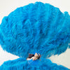 Turquoise  Professional 3 Layers Ostrich Feather Fan 34"x 65"