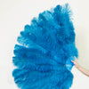 Turquoise  Professional 3 Layers Ostrich Feather Fan 34"x 65"