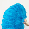 Turquoise  Professional 3 Layers Ostrich Feather Fan 34"x 65"