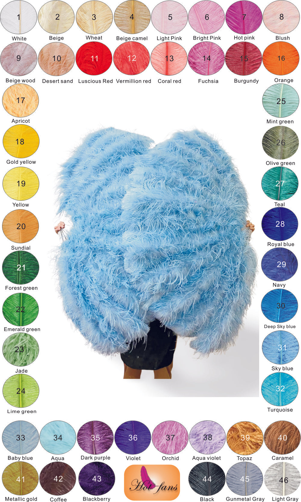 Custom color Professional 4 Layers  Ostrich Feather Fan 35"x 67"