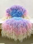 Load image into Gallery viewer, Mix 4 Colors Ombre Dyed Waterfall fan  4 ply Ostrich Feathers boa Fan.
