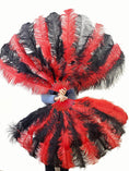 Load image into Gallery viewer, Custom Mix Alternating Color XL 2 Layers Ostrich Feather Fan 34"x60"
