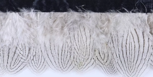 Natural White Silver Pheasant Feather Trim Fringe