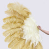 Blandet beige & hvede XL 2 Layer Struds Feather Fan 34''x 60'' med Travel læder taske.