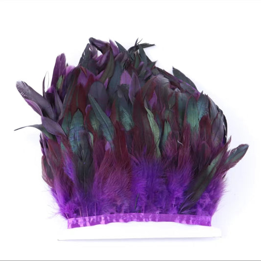 Deep purple Rooster Hackle Saddle Feather Trim Fringe