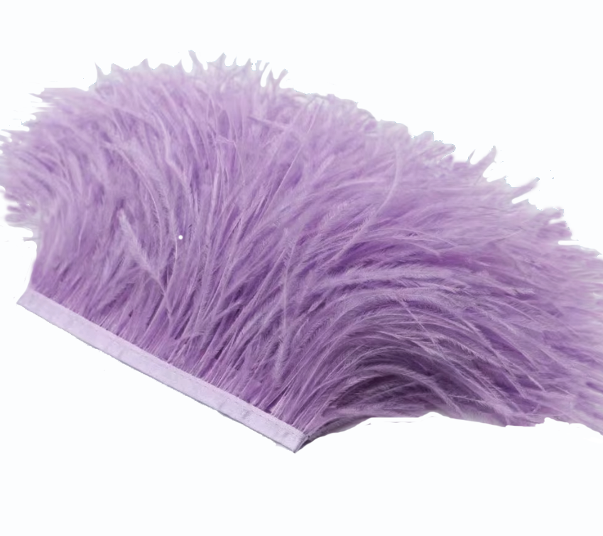 Soft Ostrich Feather Fringe trim Tassels Plume with Satin Ribbon 5"-6" (13cm-15cm)