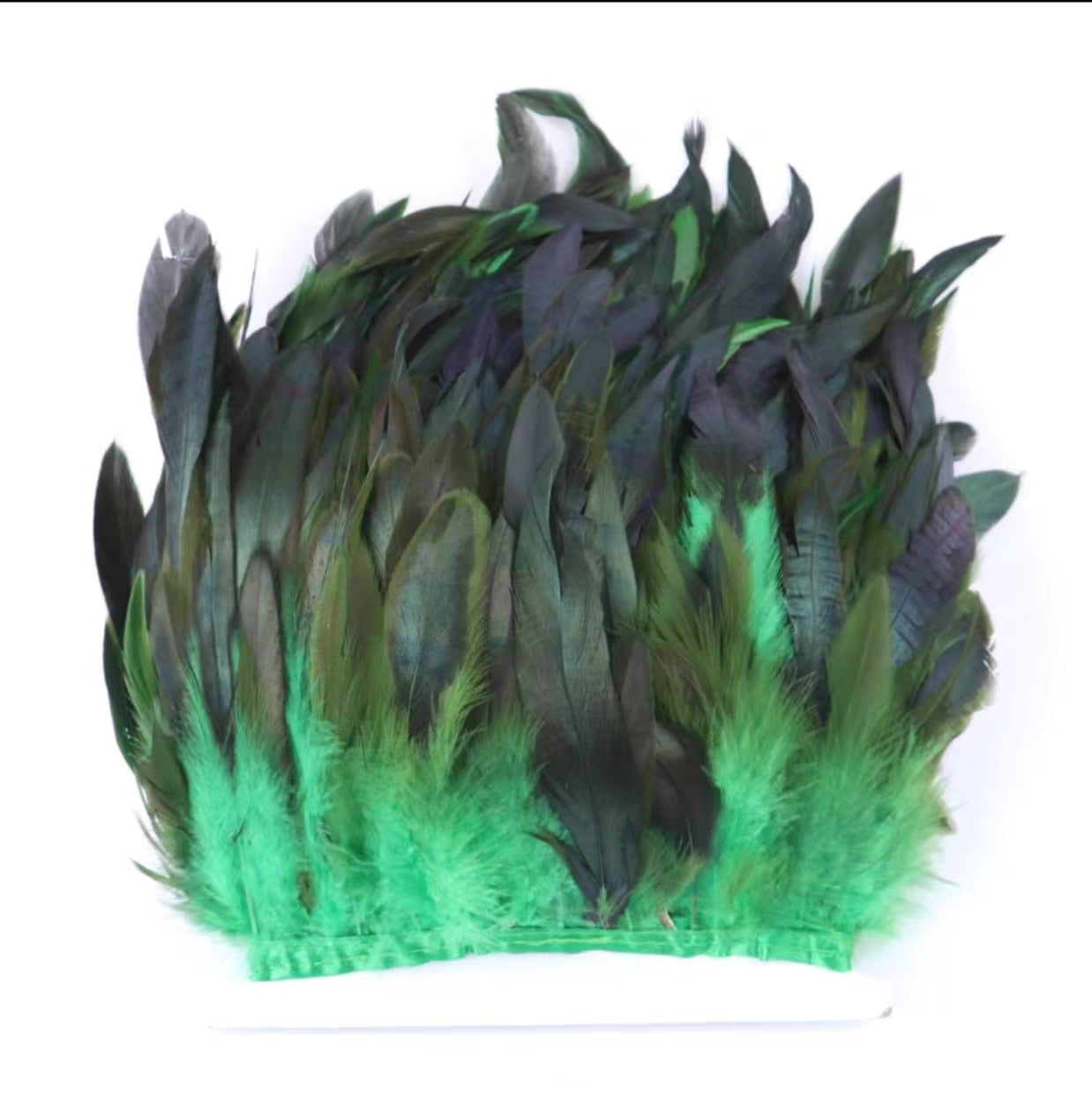 Grass green Rooster Hackle Saddle Feather Trim Fringe