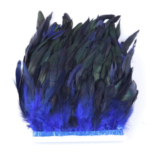 Deep Blue Rooster Hackle Saddle Feather Trim Fringe