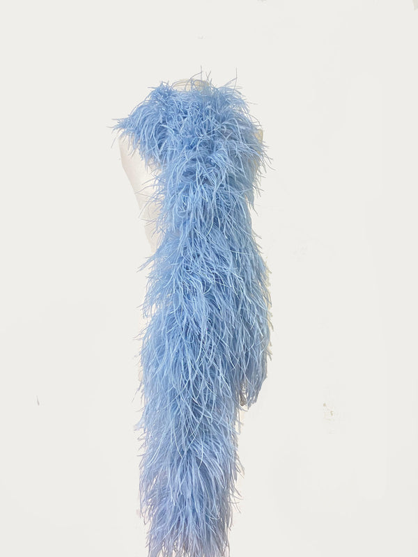 12 ply light blue Luxury Ostrich Feather Boa 71