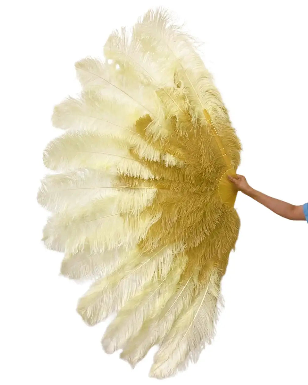 Éventail en plumes d'autruche à 2 couches XXL 38"x64"