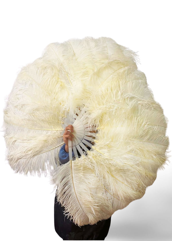 Single layer Beige Beginner’s Ostrich Feather Fan 25