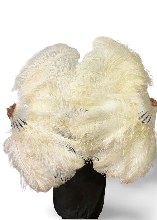 Single layer Beige Beginner’s Ostrich Feather Fan 25