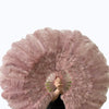 Beginner Beige wood Marabou & Ostrich Feather fan 21"x 38"