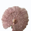 Beginner Beige wood Marabou & Ostrich Feather fan 21"x 38"