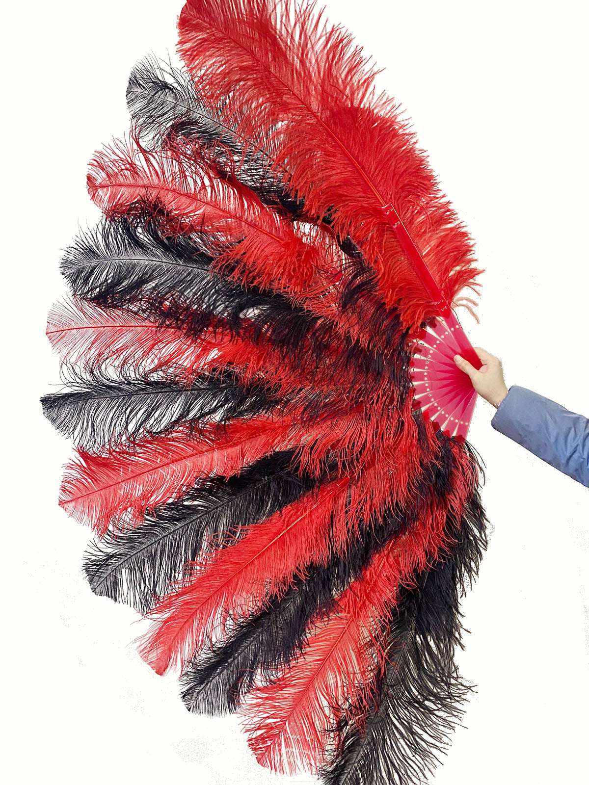 Custom Mix Alternating Color XL 2 Layers Ostrich Feather Fan 34"x60"