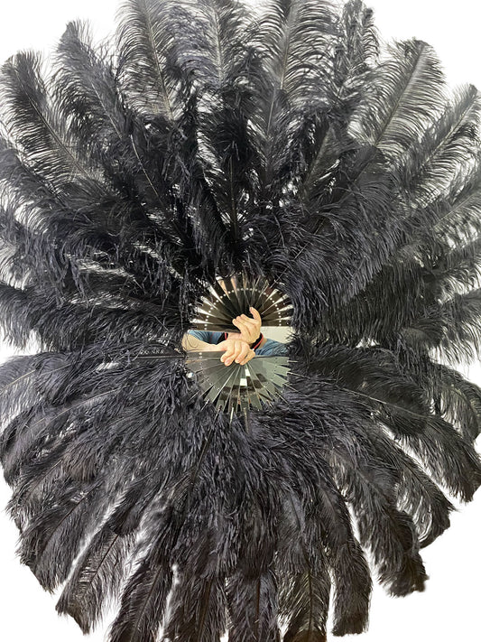 Custom colors Advanced 180 DEGREE FULL OPEN XL 2 layers Ostrich Feather Fan 34"x 68"