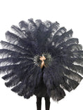 Load image into Gallery viewer, Custom colors Advanced 180 DEGREE FULL OPEN XL 2 layers Ostrich Feather Fan 34"x 68"
