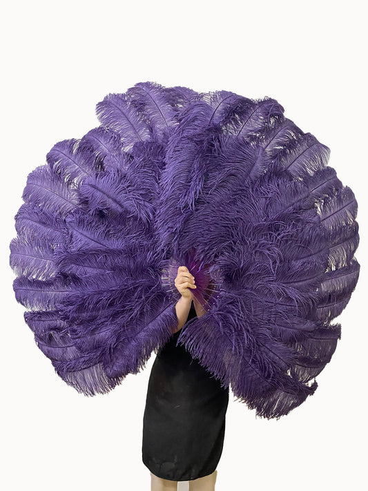 Advanced Blackberry XL 2 Layers Ostrich Feather Fan 34"x 60"