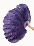 Load image into Gallery viewer, Advanced Blackberry XL 2 Layers Ostrich Feather Fan 34"x 60"
