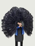 Load image into Gallery viewer, Black Advanced XL 2 Layers Ostrich Feather Fan 34"x 60" - hotfans

