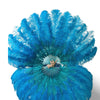 CUSTOM U/D MIX COLOR 180 DEGREE FULL OPEN 2 LAYERS OSTRICH FEATHER FAN "30"X 60"