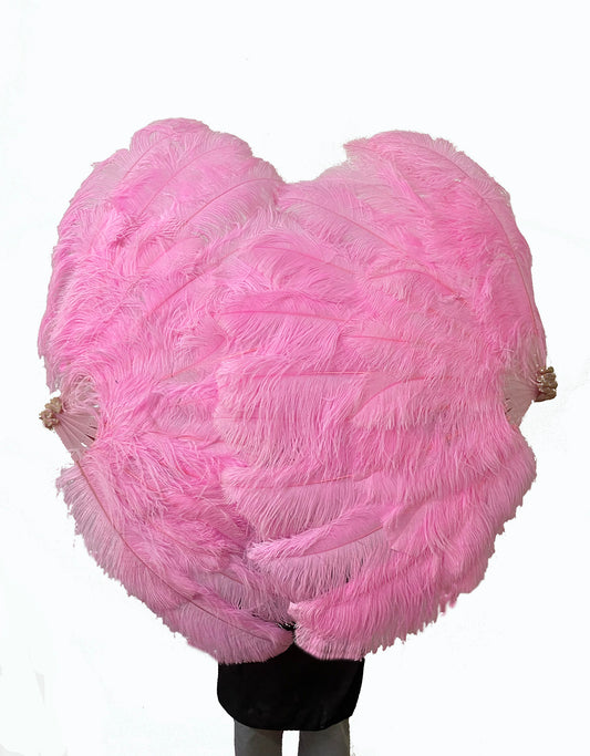 Bright Pink Advanced XL 2 Layers Ostrich Feather Fan 34"x 60"