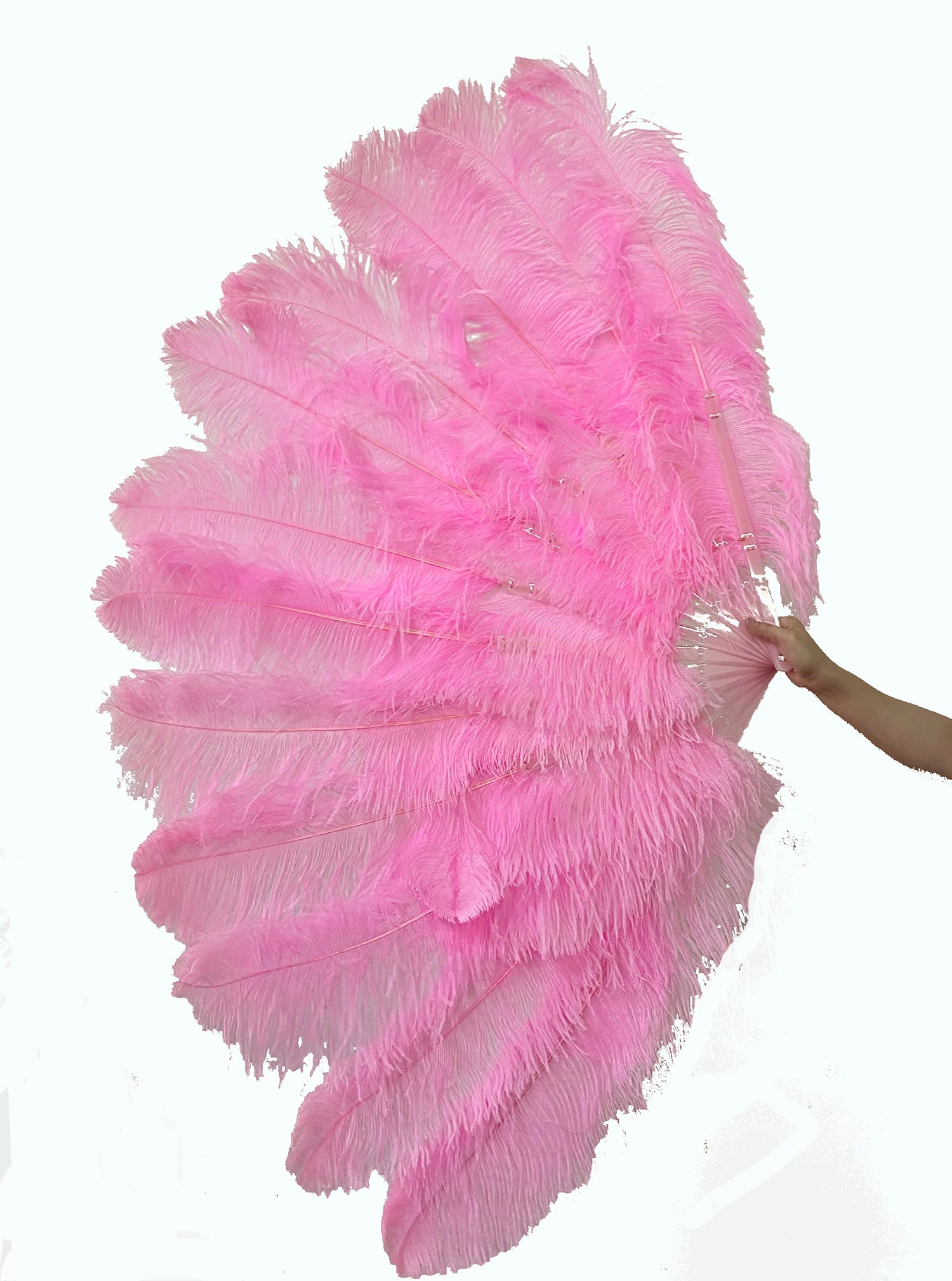 Bright Pink Advanced XL 2 Layers Ostrich Feather Fan 34"x 60"