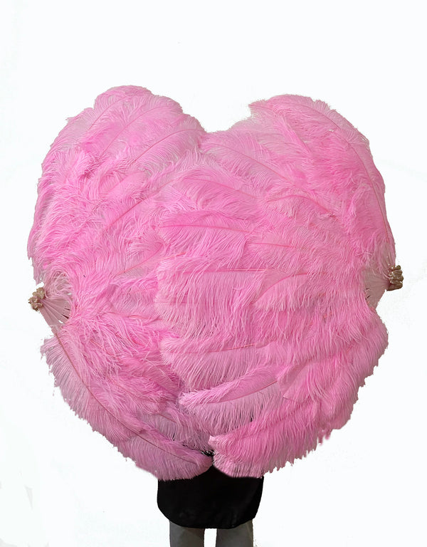 Bright Pink Advanced XL 2 Layers Ostrich Feather Fan 34