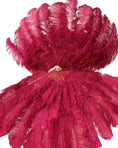 Carica l'immagine nel visualizzatore Galleria, Burgundy Advanced XL 2 Layers Ostrich Feather Fan 34"x 60" - hotfans
