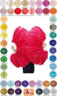 Load image into Gallery viewer, single layer Ostrich Feather Fan Double side Full open 180 degree 25"x 52"
