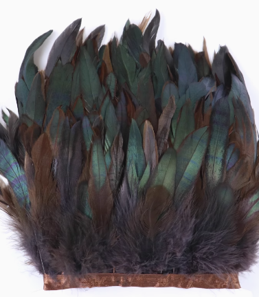 Coffee Rooster Hackle Saddle Feather Trim Fringe