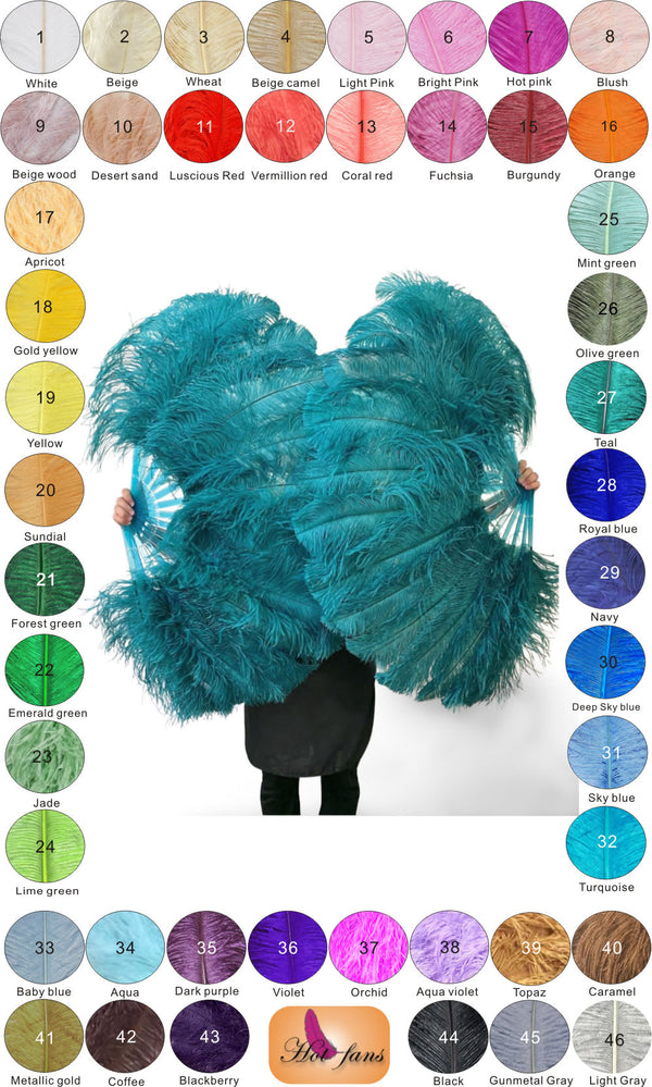 single layer Ostrich Feather Fan Full open 180 degree 25"x 50"