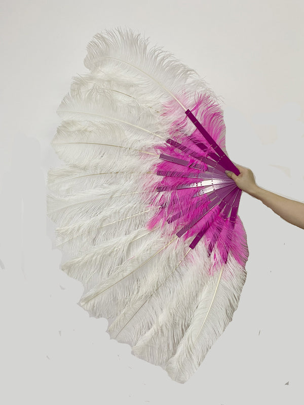 Abanico de plumas de 2 capas de colores mixtos de 30''x 54'' con duelas de aluminio