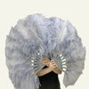 A pair Single layer Ostrich Feather fan 24"x 41" with aluminum staves.