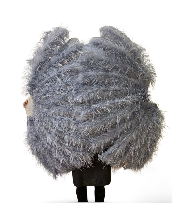 Custom color Professional 4 Layers  Ostrich Feather Fan 35