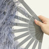 A pair Single layer Ostrich Feather fan 24"x 41" with aluminum staves.