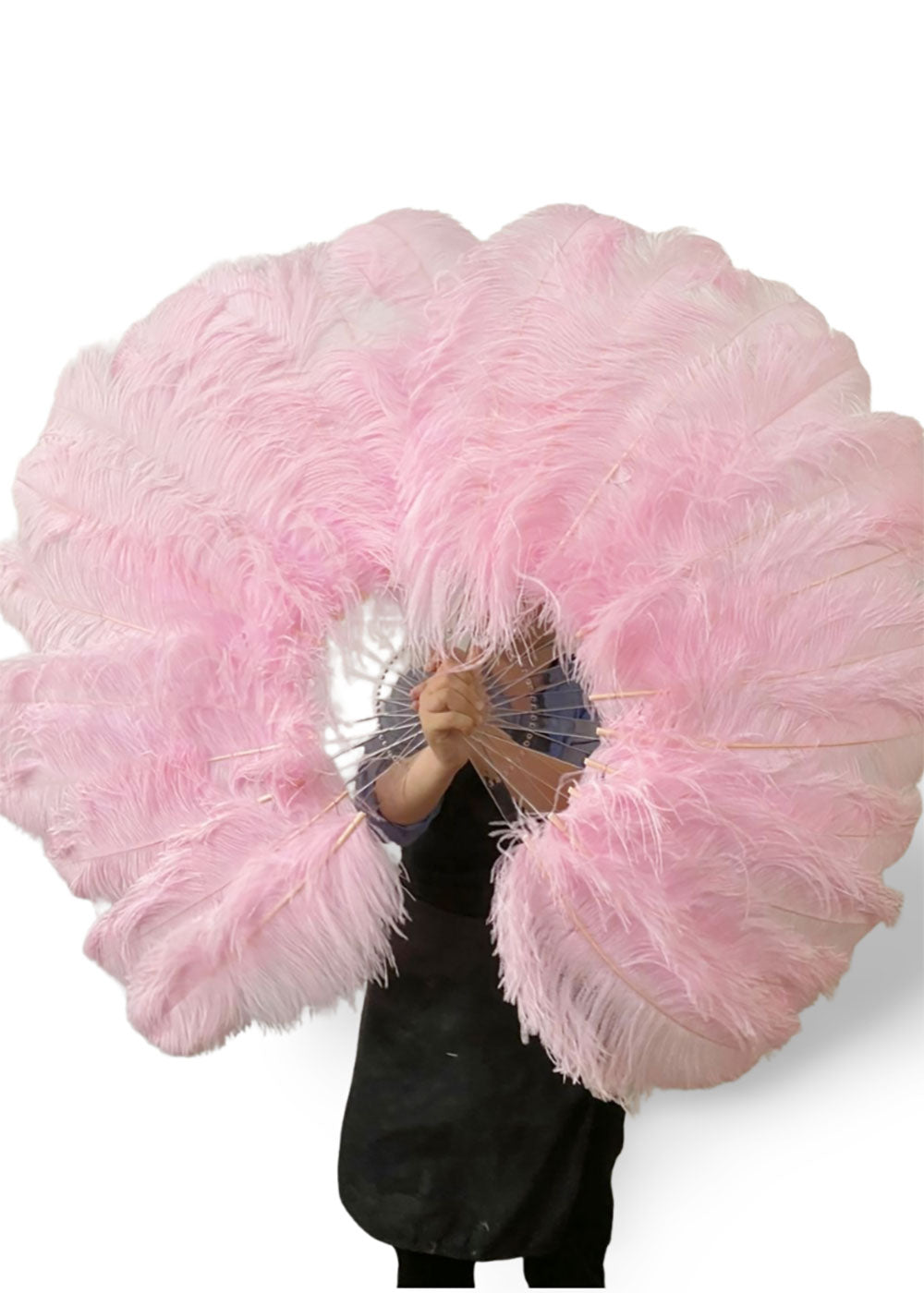 Single layer pink Beginner’s Ostrich Feather Fan 25"x 45"