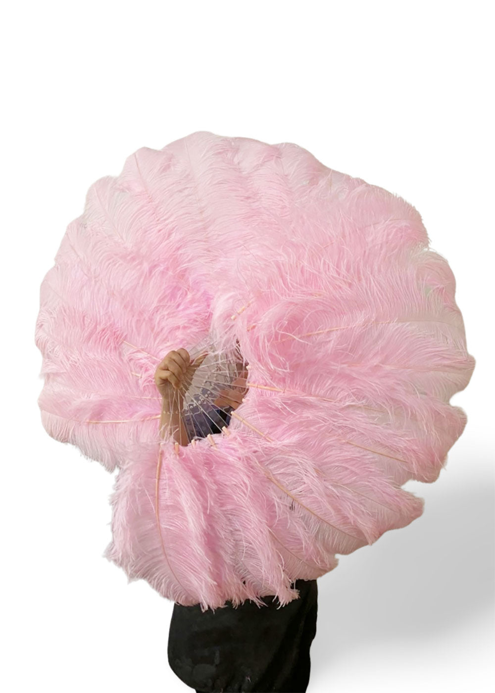 Single layer pink Beginner’s Ostrich Feather Fan 25"x 45"